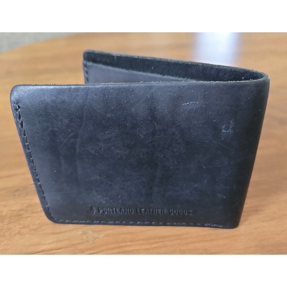 Portland Leather Goods Men's Genuine Leather Wallet Black Bifold 4.5"x3.5"